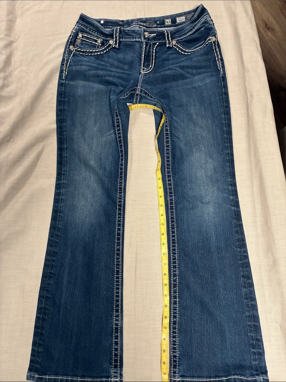 Miss Me Women’s Signature Bootcut Saddle Stitch Jeans, Size 31/32